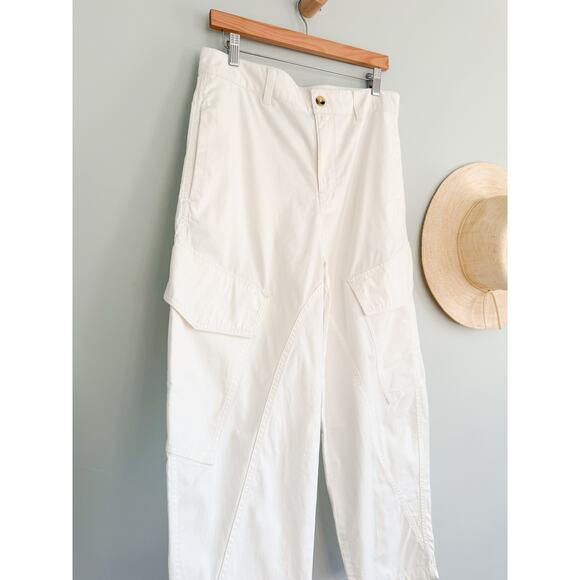 Madewell | NWT The Barrel-Leg Utility Pant in Garment-Dyed Twill in White | Sz 6 - Picture 3 of 11